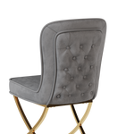 Dining Chair Set of 2, grey velvet Backrest and golden Metal legs.For Modern Kitchen Dining Room Chair for Kitchen Living Modern decorative Leisure chairs Office chairs W1727P195279-djyc