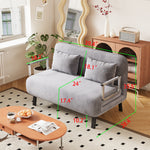 39″ Convertible Chair Bed, Tri-Fold Sofa Bed with Adjustable Backrest & Pillow, Leisure Chaise Lounge Couch with Sturdy Steel Frame for Home & Office, Comfortable Sleeper Chair Light grey Dutch velvet W1767P192812-djyc