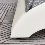 Queen Bed Frame Modern Faux Leather Upholstered Platform Bed Frame with and Headboard Wave Like Curve Low Profile Bed Frame,Wood Slats Support,Easy Assembly,White W487P169714-djyc