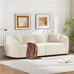 87' Curved Contemporary Sofa in Off-White: Plush Seating, Streamlined Design, and Durable Frame – Ideal for Stylish Living Spaces-N767P422840B