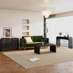 TREXM Unique Retro Silhouette Three-Piece Set Containing Sideboard, Console Table and Coffee Table, Suitable for Dining Room, Living Room and Entrance (Antique Black) XW000016AAB-djyc