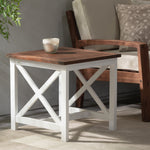 Charming Cottage Acacia Wood Side Table – Dark Oak Top with White Legs, Perfect for Display or Storage 61085.00O-djyc