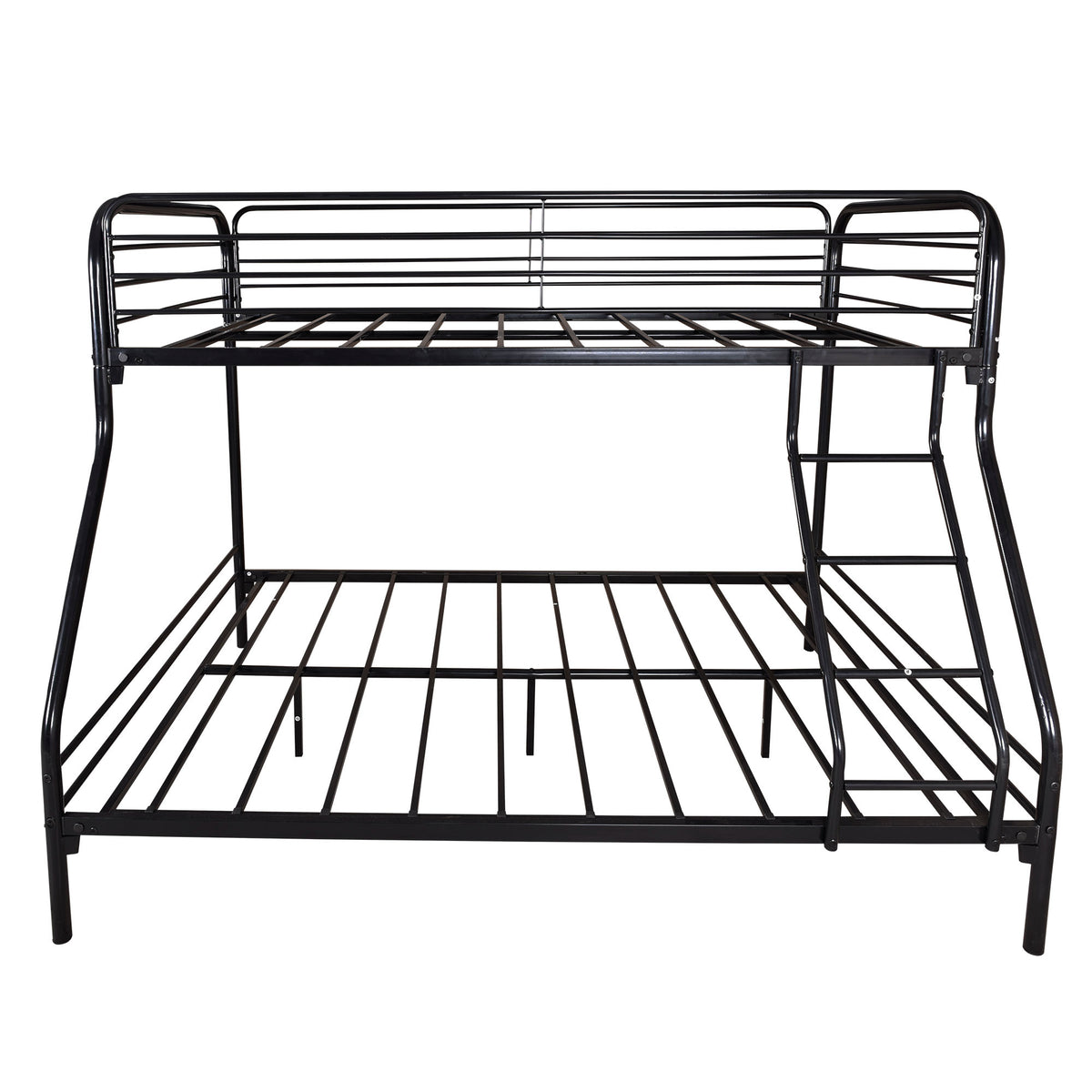 Heavy Duty Twin-Over-Full Metal Bunk Bed, Easy Assembly with Enhanced Upper-Level Guardrail, Black W840127266-djyc