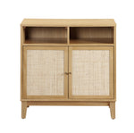 Buffet Cabinet with Storage,Storage Cabinet with Natural Rattan Decorated Doors,Rattan Cabinet with Adjustable Shelf,Sideboard for Living Room,Kitchen,Hallway,2 doors, storage, Natural W1998128705-djyc