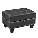 Sectional 3-Seaters Sofa , reversible recliner, Storage pad and wood grain cup holder, Non-slip leg, pu, black W487S00241-djyc