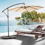 Best Choice Products 10ft Offset Hanging Market Patio Umbrella w/Easy Tilt Adjustment, Polyester Shade, 8 Ribs for Backyard, Poolside- ( khaki ) W640P234533-djyc