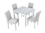 5 Piece Wooden Dining Table Set, Kitchen Table Set with a Square Table and 4 Upholstered Chairs, Wooden Dining Room Table with Crystal Decoration and Chairs Set for Kitchen, Dining Room, White W1998S00043-djyc