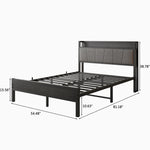 Full Size Bed Frame, Storage Headboard with Charging Station, Solid and Stable, Noise Free, No Box Spring Needed, Easy Assembly W840P179122-djyc