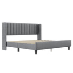 King size Upholstered Platform Bed Frame with Headboard, Mattress Foundation, Wood Slat Support, Quiet, no Box Spring Needed, Easy to Assemble Light Grey W1793140460-djyc