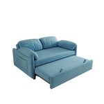 Sofa Showcase: 54" Velvet Blue Sofa Bed – A Dual-Purpose Living Room Gem with a Retractable Bed Option W1278127958-djyc