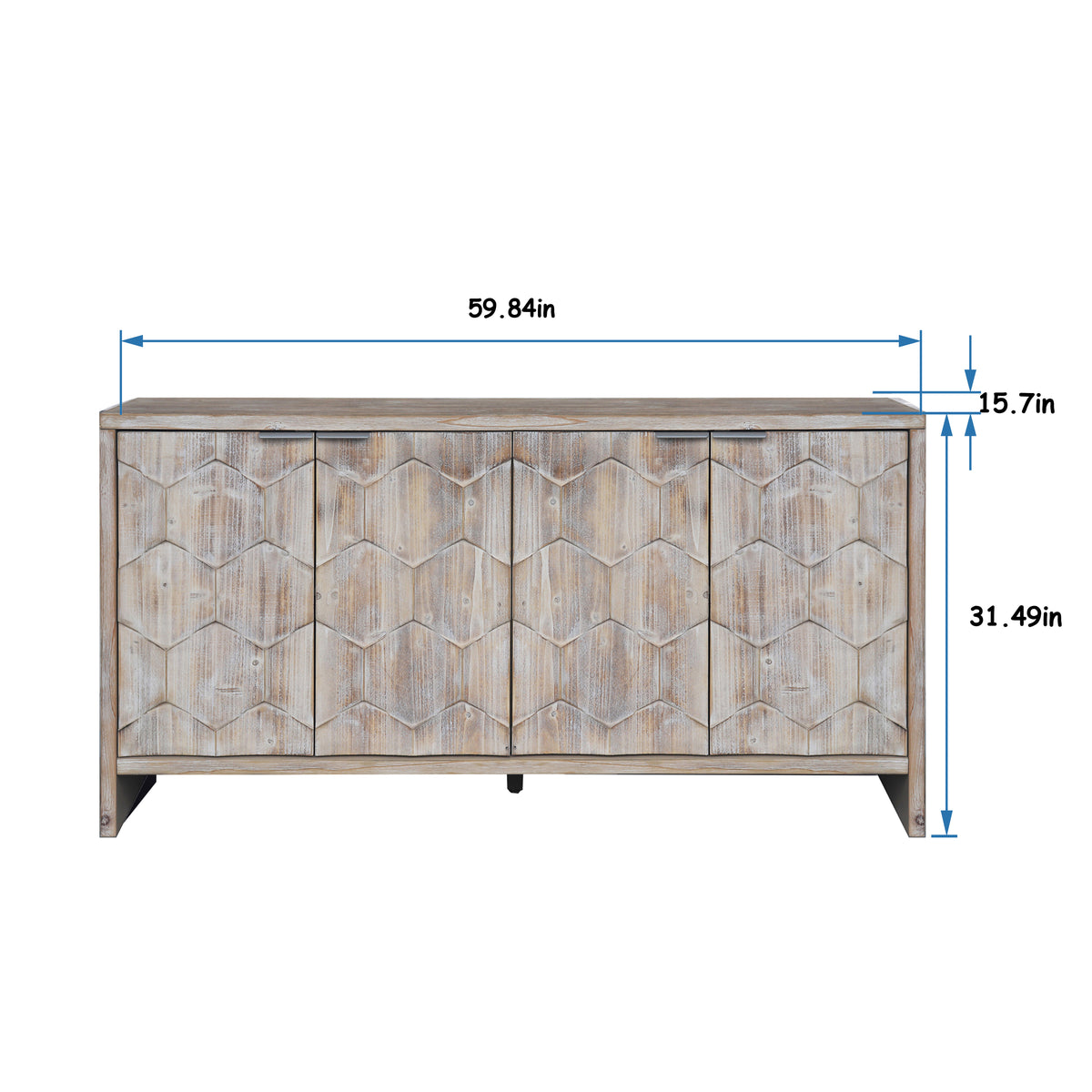 Accent Cabinet Farmhouse Style 4 Door Wooden Cabinet Sideboard Buffet Server Cabinet Storage Cabinet, for Living Room, Entryway, Hallway, Office, Kitchen and Dining Room, Natural Wood Wash W1435P151555-djyc
