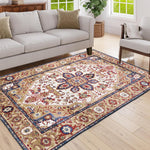 Area Rug 5x7 Vintage Bohemia Large Persian Non-slip Washable Rug For Living Room Kitchen Bedroom Living Room Flower Design Blue/Gold-W2907P265031
