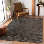 Step Collection High-Low Brown Indoor Area Rug, 5'3''x7'6'', Modern, Contemporary, Geometric, Bohemian, Bedroom, Kitchen, Living Room, Non Shedding Carpet-B189P448793