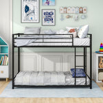 Metal Bunk Bed Twin Over Twin, Bunk Bed Frame with Safety Guard Rails, Heavy Duty Space-Saving Design, Easy Assembly Black W84063609-djyc