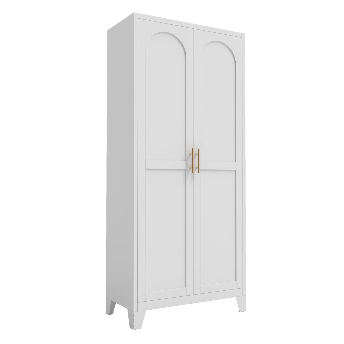 71'' 2 Shapely Doors Cabinet, Metal Storage Cabinet with Doors and Adjustable Shelves, for Bedroom, Living Room, Kitchen (White) W3387P306305-djyc