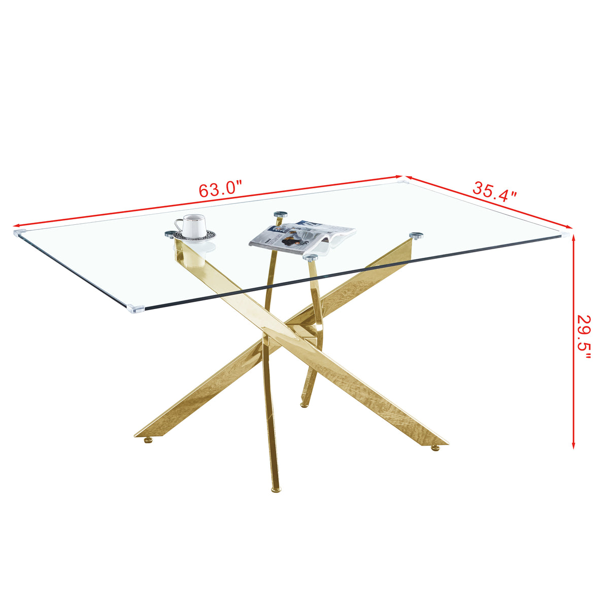 Rectangular Tempered Glass Dining Table, Modern Dining Room Interior Design, For 6 People W1311S00266-djyc