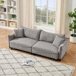 Sofa with Grey Corduroy Fabric, Convertible to Sofa Bed with Two Throw Pillows: Perfect for Living Rooms & Versatile Spaces W1278S00041-djyc