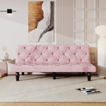 Sofa to Sofa Bed Transformation: 66" Pink Velvet Sofa Bed, Ideal for Family Living Rooms, Apartments & Bedrooms W127860393-djyc