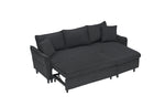 This 80-inch black corduroy L-shaped sofa comes with two small throw pillows that can be converted into a sofa bed for storage W1278S00028-djyc