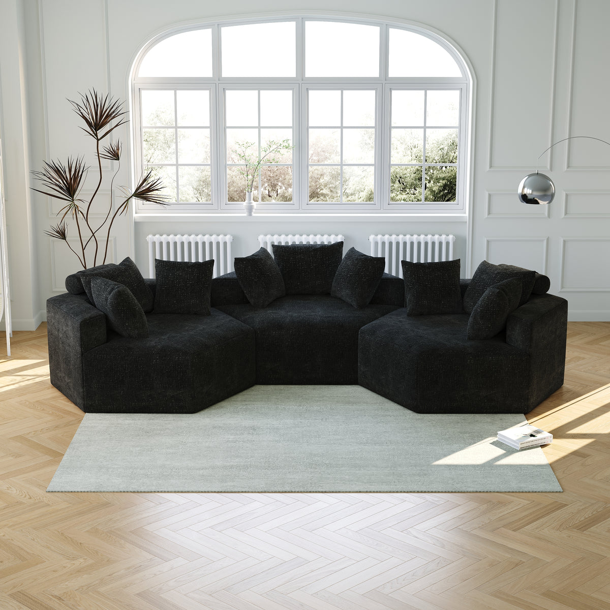 54''L Chenille Sponge single sofa,No Assembly Required,Fluffy Modern Sleeper Chair for Living room, Bedroom, Lounge and Projection Room W834P221047-djyc