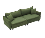 Sofa Showcasing Green Corduroy Fabric, Transformable into Sofa Bed with Two Throw Pillows: Ideal for Living Rooms & Diverse Scenes W1278S00038-djyc