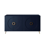 Modern Lacquered 4 Door Wooden Cabinet Sideboard Buffet Server Cabinet Storage Cabinet, for Living Room, Entryway, Hallway, Office, Kitchen and Dining Room, Navy Blue W1435P191610-djyc