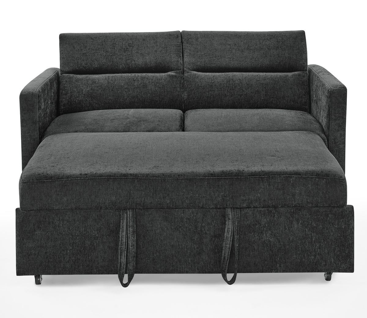 Loveseats Sofa Bed with Pull-out Bed,Adjsutable Back and Two Arm Pocket,Black (54.5"x33"x31.5") W48766865-djyc