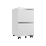 Metal 2 Drawers Mobile File Cabinet with Lock, Under Desk Office Steel Filing Cabinet, 25.6''H Legal/Letter Size Files Storage Cabinet,White W1247125572-djyc