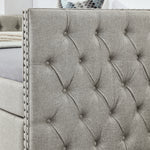Upholstered Twin Size Daybed with Two Drawers, with Button and Copper Nail on Square Arms, Beige (82.75''x43''x30.75'') W487S00217-djyc
