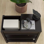Narrow Sided Table with Drawers and Bottom Partition in Flip Over Design - Brown (Package Contains Two Products) W28243317-djyc
