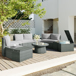 TOPMAX 10-Piece Outdoor Sectional Half Round Patio Rattan Sofa Set, PE Wicker Conversation Furniture Set for Free Combination, Light Gray SP100002AAE-djyc