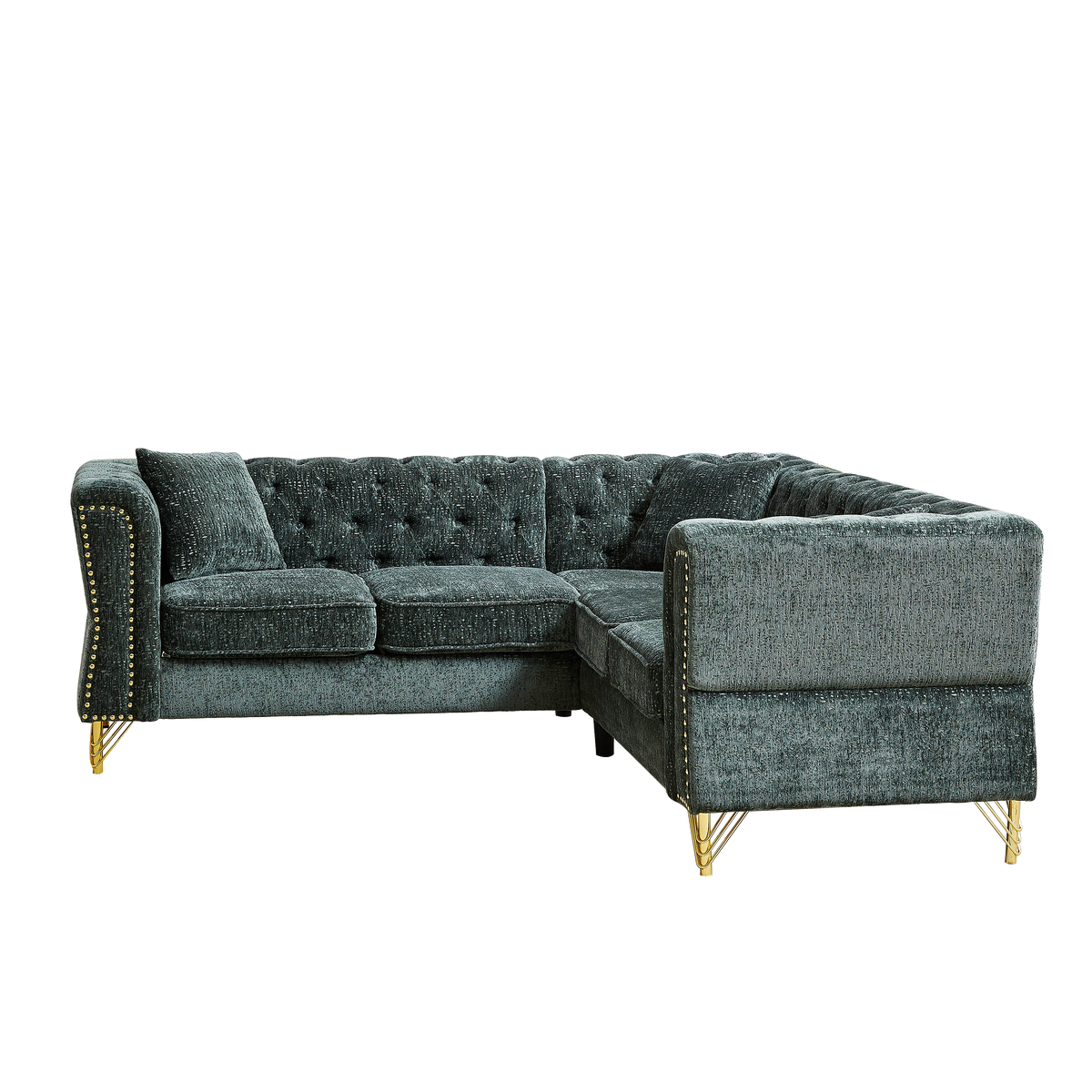 81.5-Inch Chenille Corner Sofa , L-Shaped Sectional Couch, 5-Seater Corner Sofas with 3 Cushions for Living Room, Bedroom, Apartment, Office W834S00264-djyc