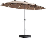 15x9ft Large Double-Sided Rectangular Outdoor Twin Patio Market Umbrella with light and base- taupe W419P145383-djyc