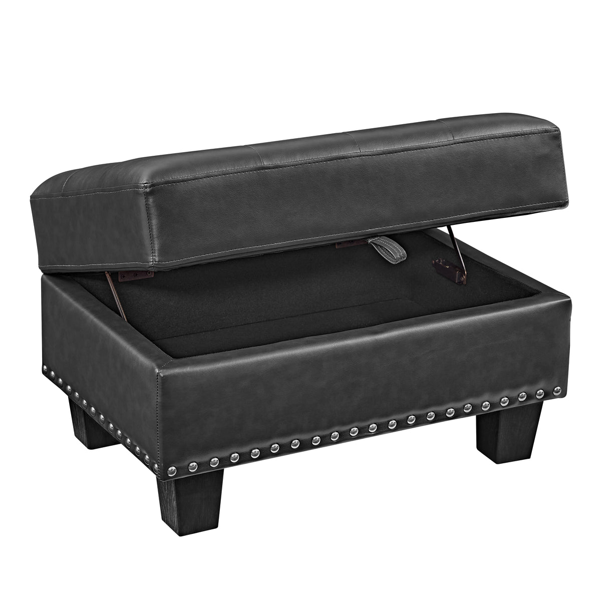 Sectional 3-Seaters Sofa , reversible recliner, Storage pad and wood grain cup holder, Non-slip leg, pu, black W487S00241-djyc