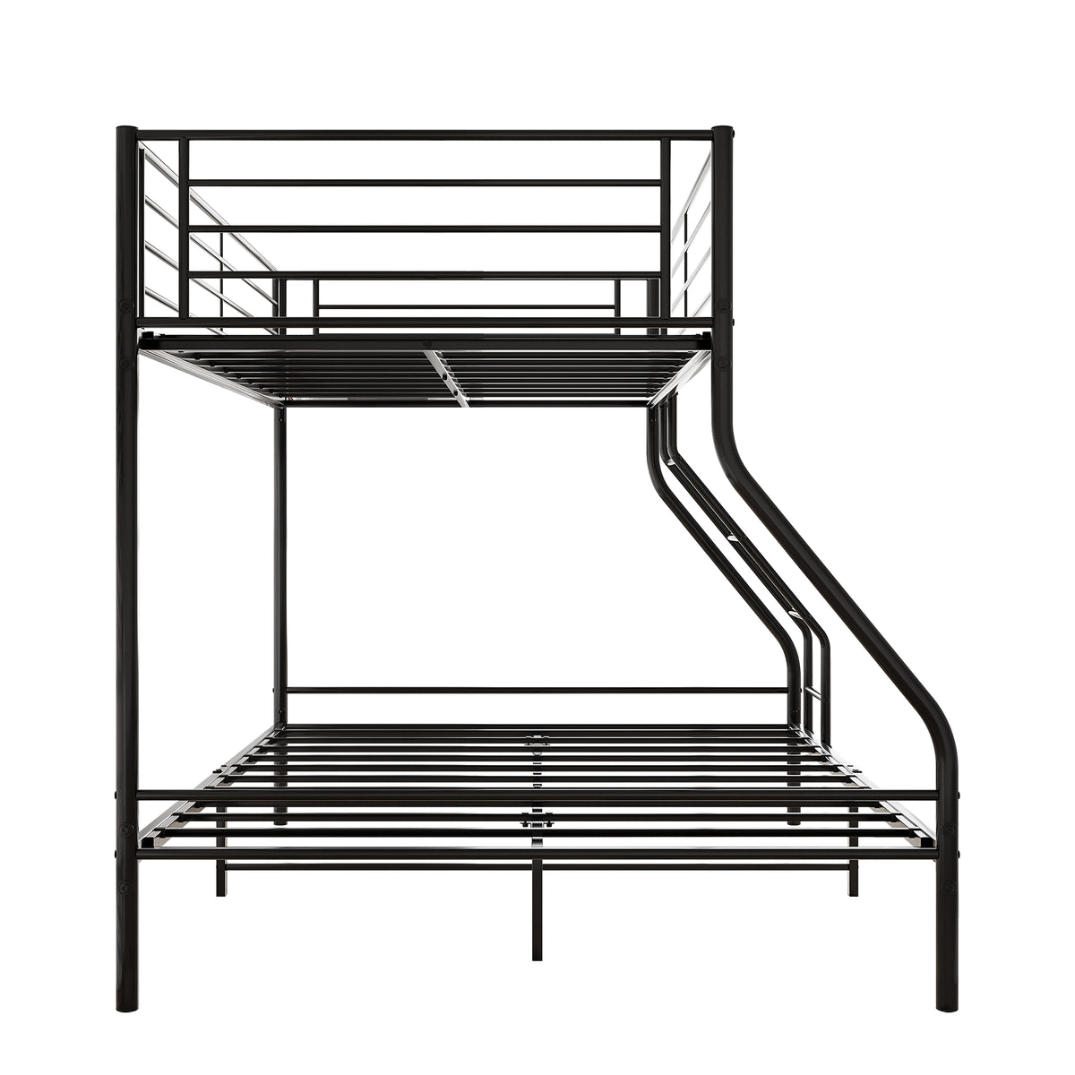 Heavy Duty Twin-Over-Full Metal Bunk Bed, Easy Assembly with Enhanced Upper-Level Guardrail, Black W84056876-djyc