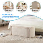 House Hold Storage Ottoman,Bedroom End Bench,Upholstered Fabric Storage Ottoman with Safety Hinge, Entryway Padded Footstool, Ottoman Bench for Living Room & Bedroom (Beige) W1588P194714-djyc
