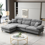 106*66.5' L shaped Convertible Sectional Sofa,4 Seat Tufted Couch Set with Two-tone Adjust Legs,Cloud Chenille Fabric,Movable Ottoman for Living Room,Apartment,Office,3 Colors N723S6035E-djyc