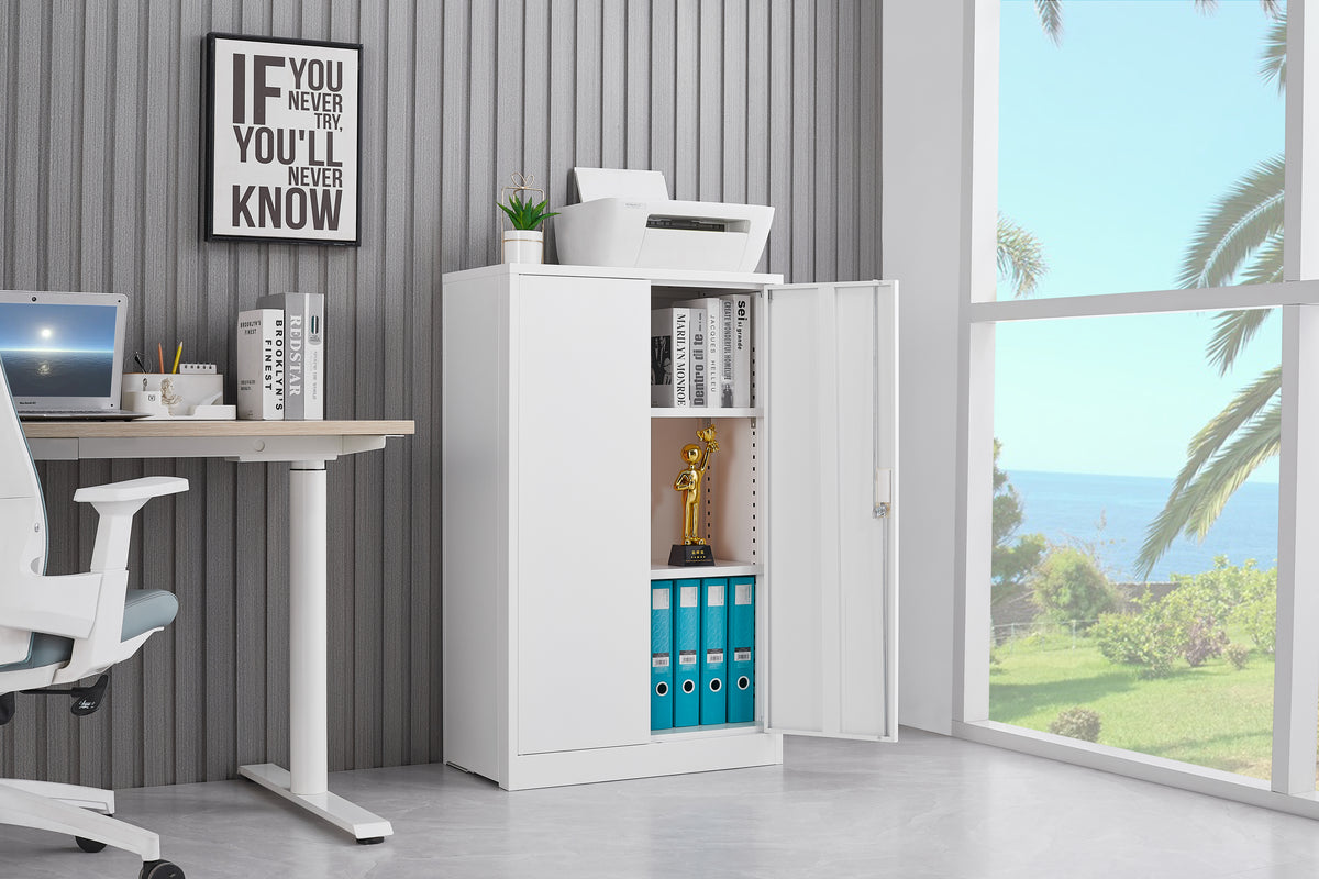 Metal Storage Cabinet with Locking Doors and Adjustable Shelf, Folding Filing Storage Cabinet , Folding Storage Locker Cabinet for Home Office,School,Garage, White W124757865-djyc