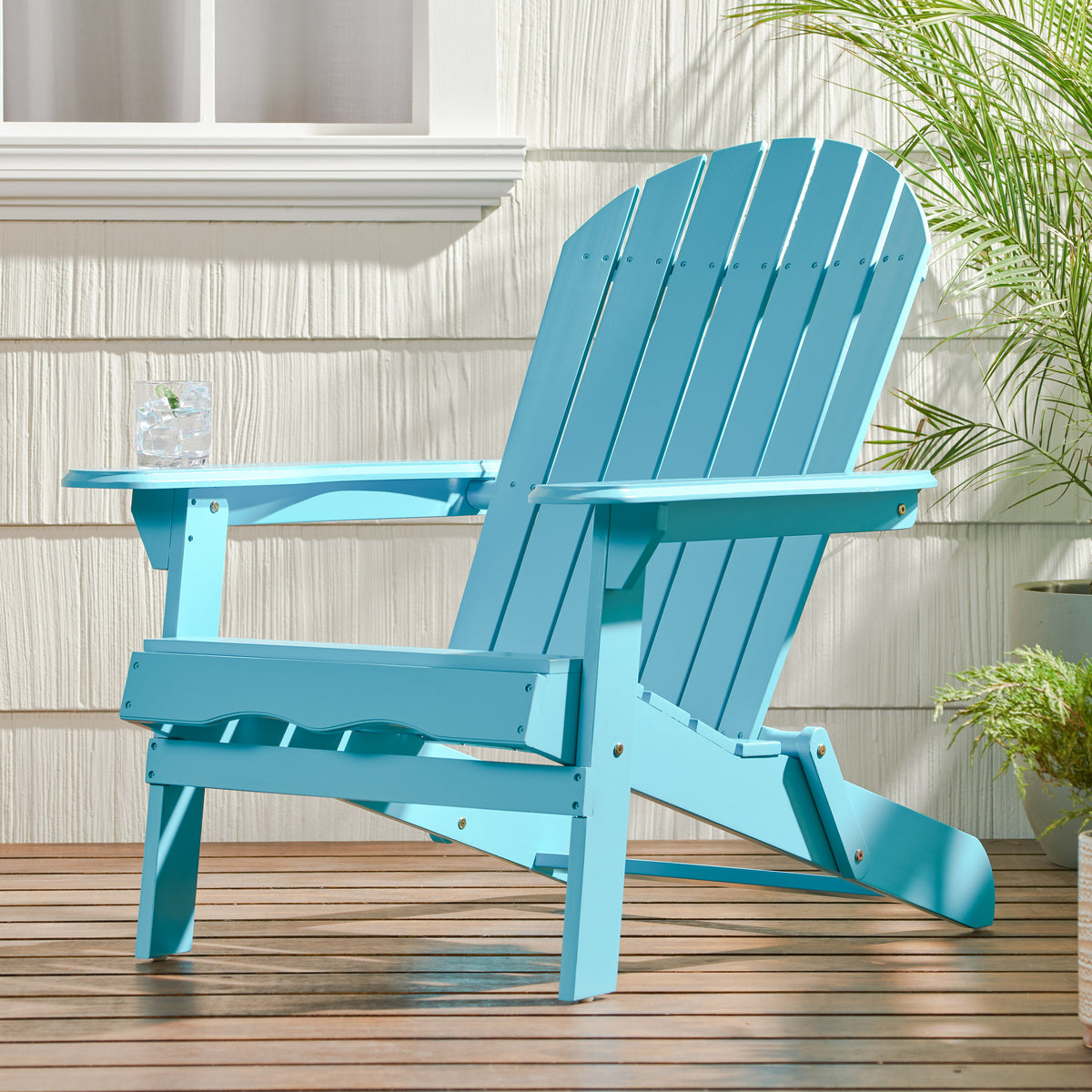 Transitional Acacia Wood Adirondack Chair – Foldable, Rustic Slat Design for Comfortable and Stylish Outdoor Seating 57702.00TEAL-djyc