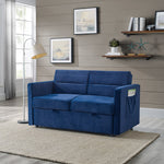 Loveseats Sofa Bed with Pull-out Bed,Adjsutable Back and Two Arm Pocket,Blue (54.5"x33"x31.5") W48766864-djyc