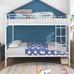 Twin-Over-Twin Bunk Bed with Metal Frame and Ladder, Space-Saving Design,White W84034153-djyc