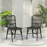 Outdoor PE Wicker Patio Dining Chairs Set of 2,Outdoor Rattan chairs for Backyard, Poolside, Garden, GREY N762P236148G-djyc