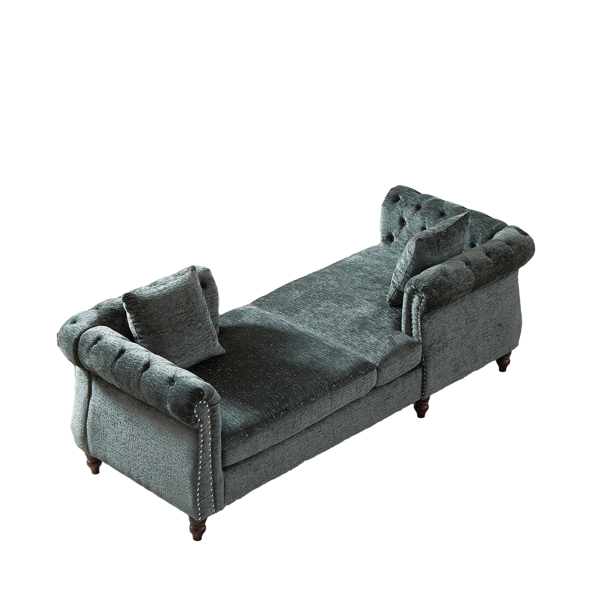 81-inch Chenille Face-to-face Chaise Lounge with Two Pillows,Nailhead trim,Button Tufted Design and Rolled Arms for Lounge, Living room and Office W834S00318-djyc