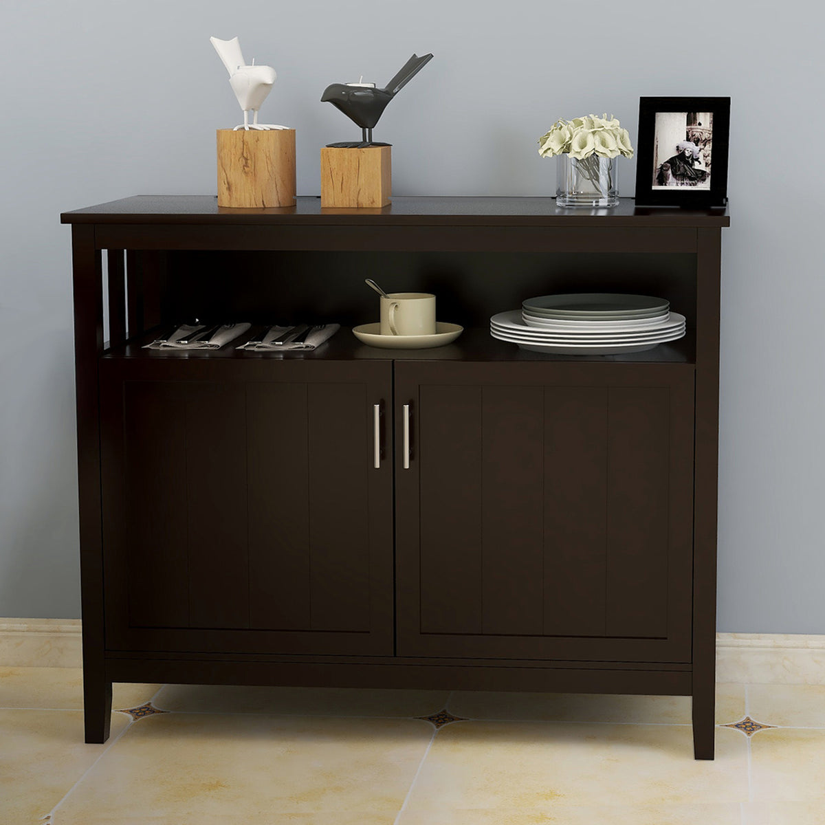 Kitchen Storage Sideboard And Buffet Server Cabinet-Brown Color W28209564-djyc