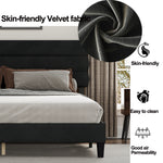 King Bed Frame with Headboard,Sturdy Platform Bed with Wooden Slats Support,No Box Spring,Mattress Foundation,Easy AssemblyDark grey W1793140487-djyc