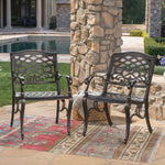 Traditional Cast Aluminum Dining Chairs – Floral Accents, Lattice Design & Cabriole Legs (Set of 2) 54589.00SHNCOP-djyc