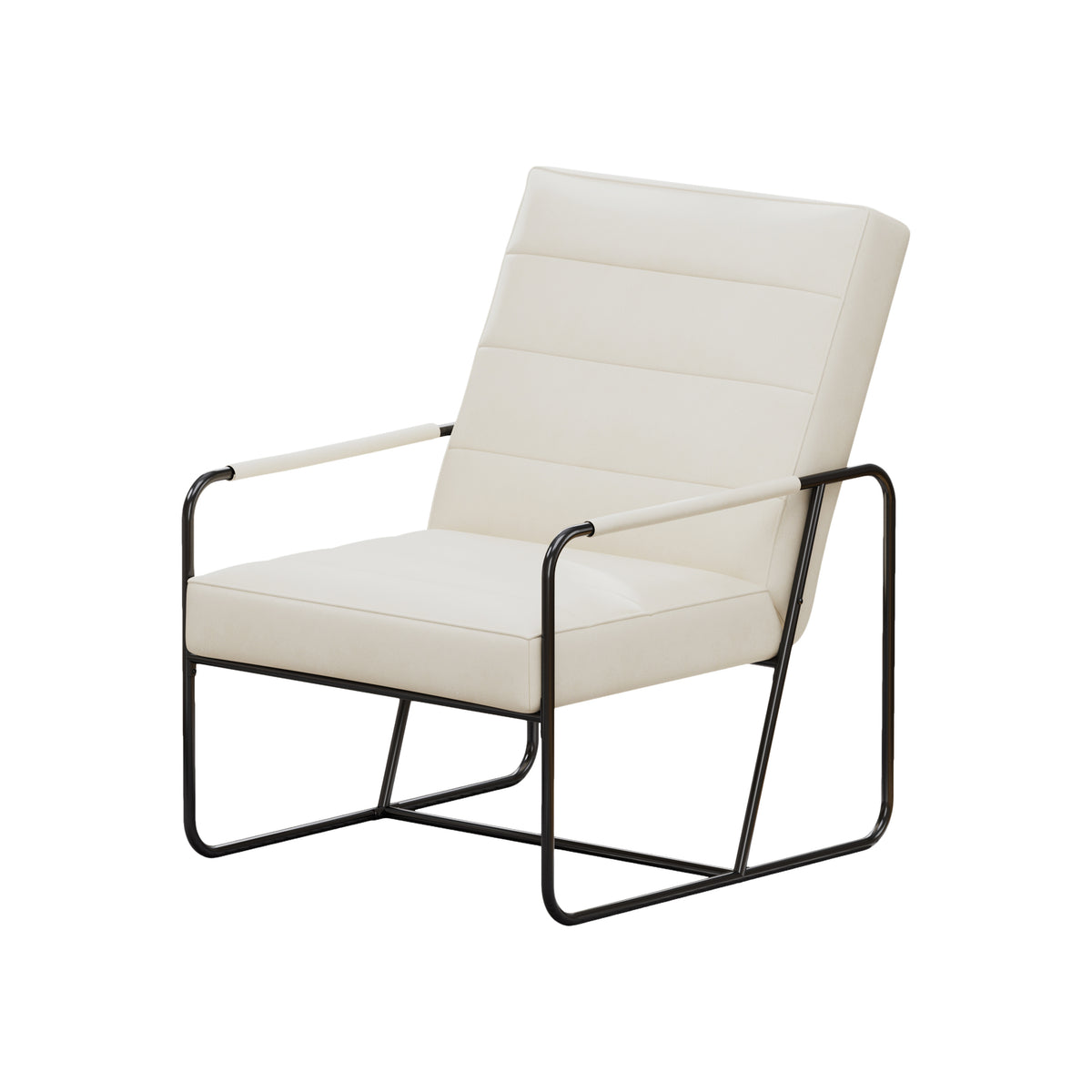 Modern Metal Framed Armchair with Beige Technical Leather, Stylish & Comfortable Indoor Lounge Accent Chair for Living Room, Office,Bedroom W1669P197989-djyc