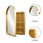 24x36 Inch Arched Recessed Medicine Cabinet, Metal Framed Bathroom Wall Cabinet with Mirror and Adjustable Shelves, Wall Mirror with Storage for Bathroom, Matte Gold W1435P182923-djyc