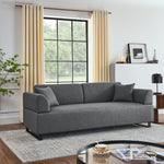 Linen Fabric 3 Seat Sofa with Two End Tables and Two Pillows, Removable Back and Armrest, Morden Style Upholstered 3-Seat Couch for Living Room W487139512-djyc