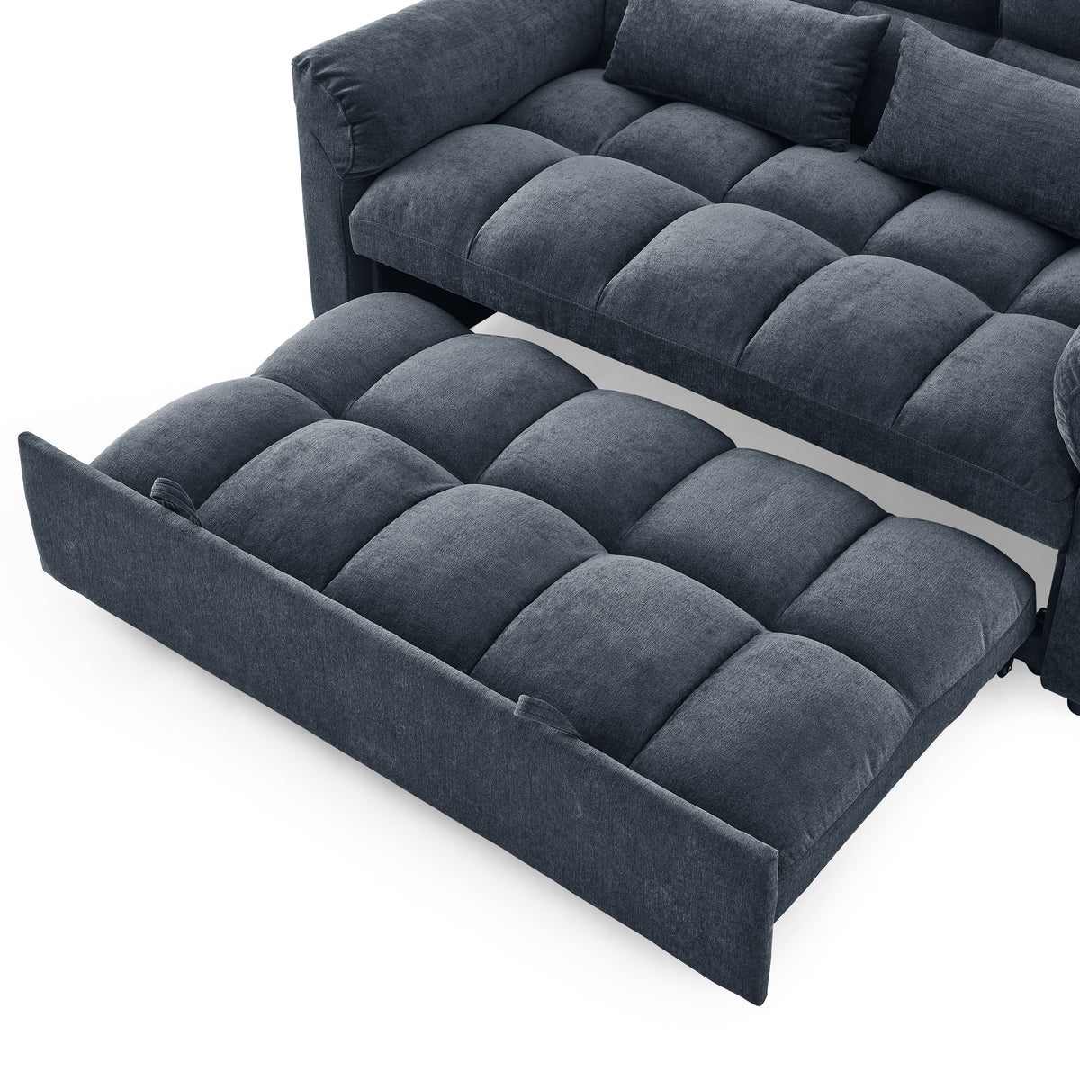 Loveseats Sofa Bed with Pull-out Bed,Adjsutable Back,Blue+ Grey W487109971-djyc